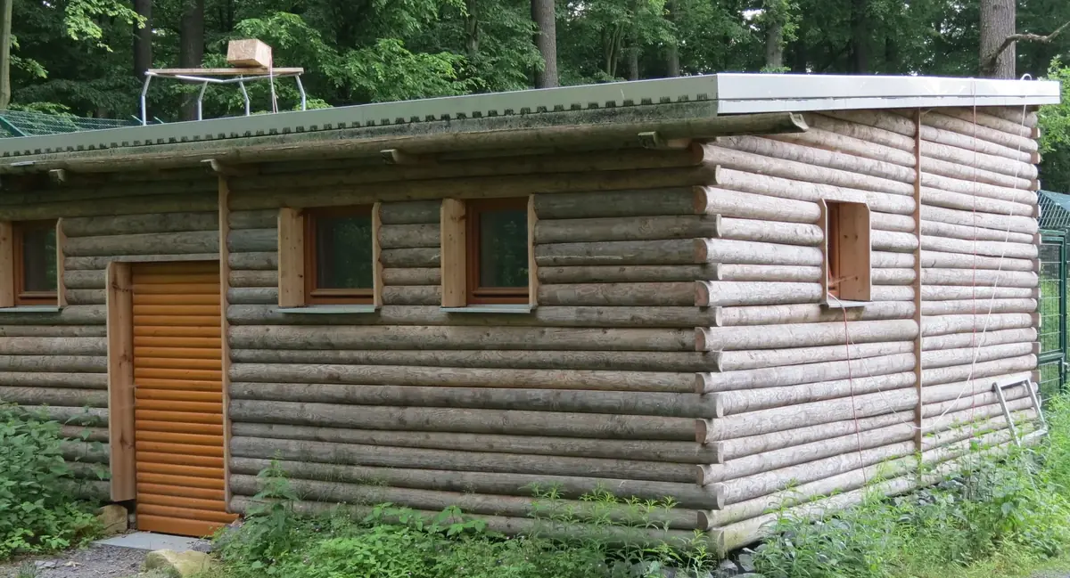 Holzfassade Naturstamm Blockbau